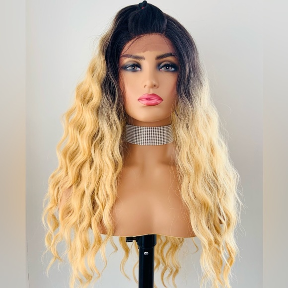Versatile 28” Ombre Blonde 4x4 Lace Front Premium Fiber Wig - Picture 1 of 13